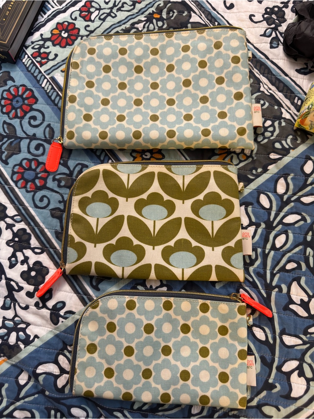 Orla Kiely, etc bags/pouches